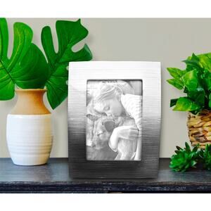 5x7” Modern Ripples Photo Picture Frame, Heavy Free Standing B&W Gradient